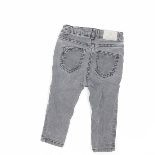 Mango Baby Grey Cotton Cropped Jeans Size 12-18 Months Button