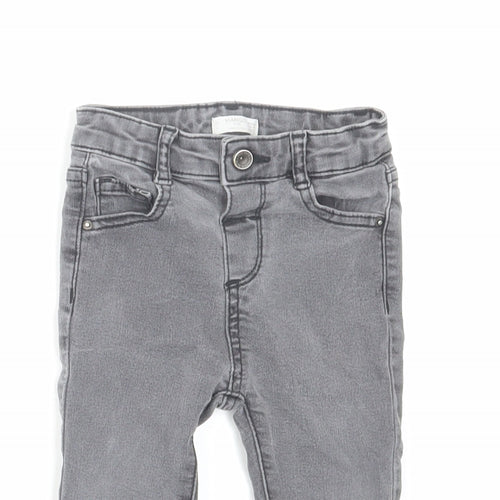 Mango Baby Grey Cotton Cropped Jeans Size 12-18 Months Button