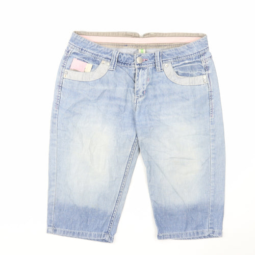 Denim & Co. Womens Blue Cotton Skimmer Shorts Size 10 L13 in Regular Zip
