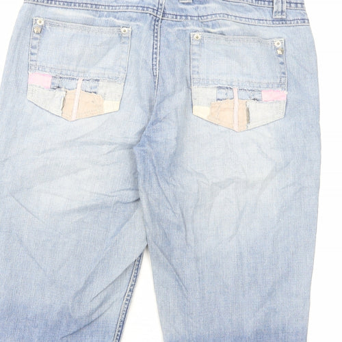 Denim & Co. Womens Blue Cotton Skimmer Shorts Size 10 L13 in Regular Zip