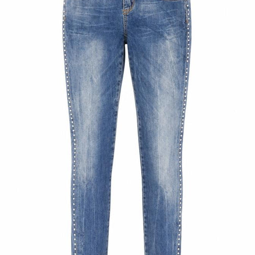 Topshop Womens Blue Cotton Skinny Jeans Size 26 in L32 in Regular Zip - Embellished