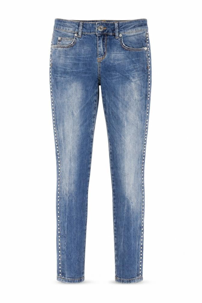 Topshop Womens Blue Cotton Skinny Jeans Size 26 in L32 in Regular Zip - Embellished
