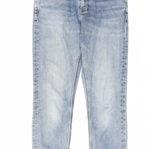 Topshop Womens Blue Cotton Straight Jeans Size 26 in L32 in Regular Zip