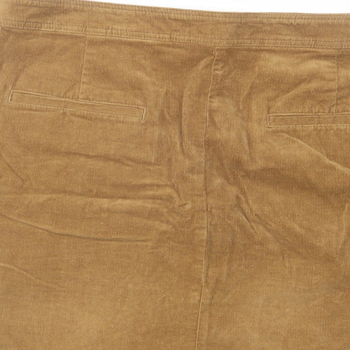 Marks and Spencer Womens Brown Cotton A-Line Skirt Size 10 Button