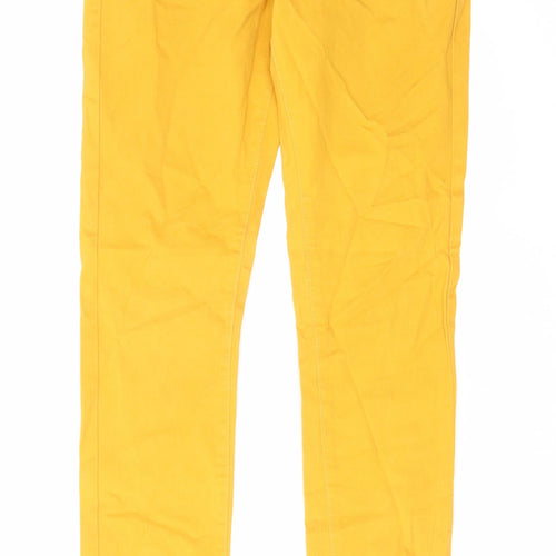 Denim & Co. Womens Yellow Cotton Skinny Jeans Size 10 L31 in Regular Zip