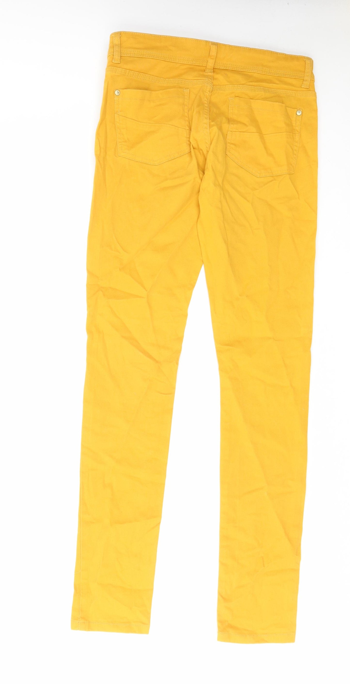 Denim & Co. Womens Yellow Cotton Skinny Jeans Size 10 L31 in Regular Zip