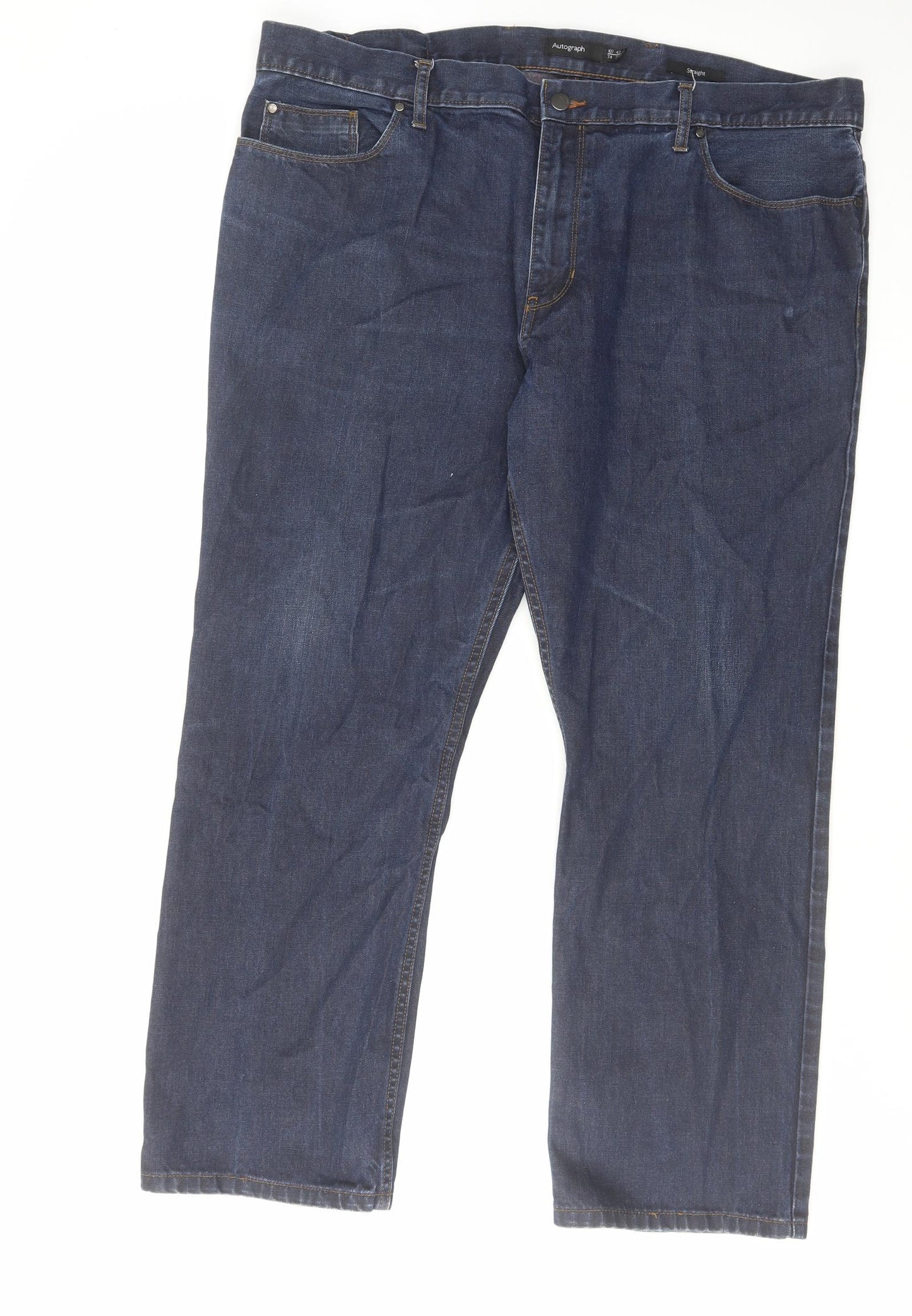 Autograph Mens Blue Cotton Straight Jeans Size 42 in L29 in Regular Zip