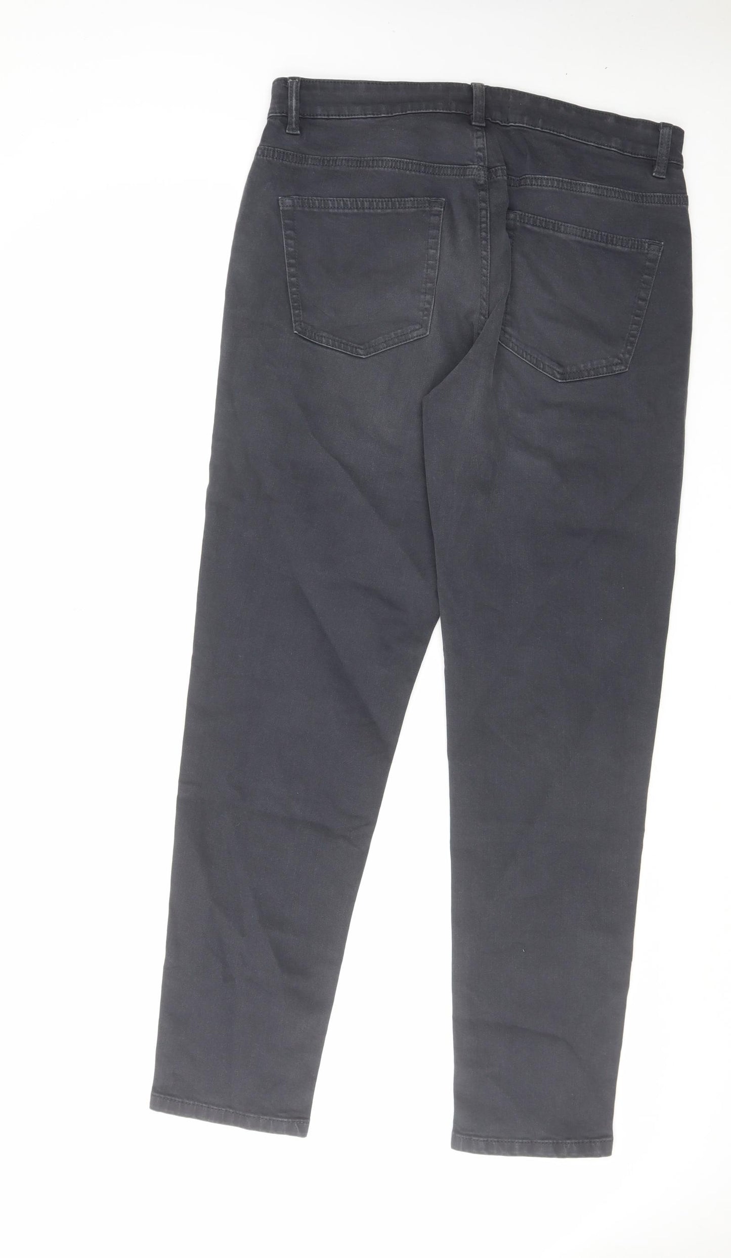 NEXT Mens Grey Cotton Tapered Jeans Size 32 in L31 in Regular Zip