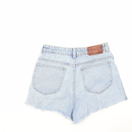 Zara Womens Blue Cotton Cut-Off Shorts Size 8 Regular Zip