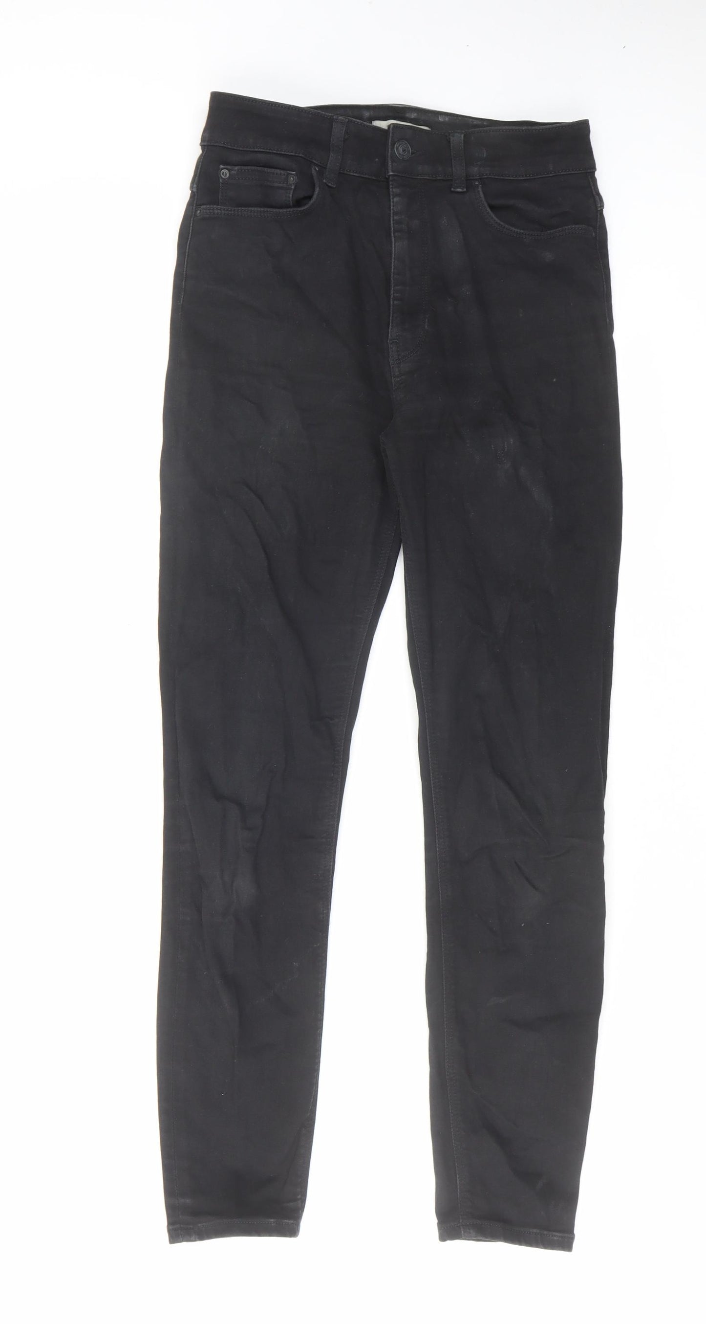 Zara Womens Black Cotton Skinny Jeans Size 8 L27 in Regular Zip