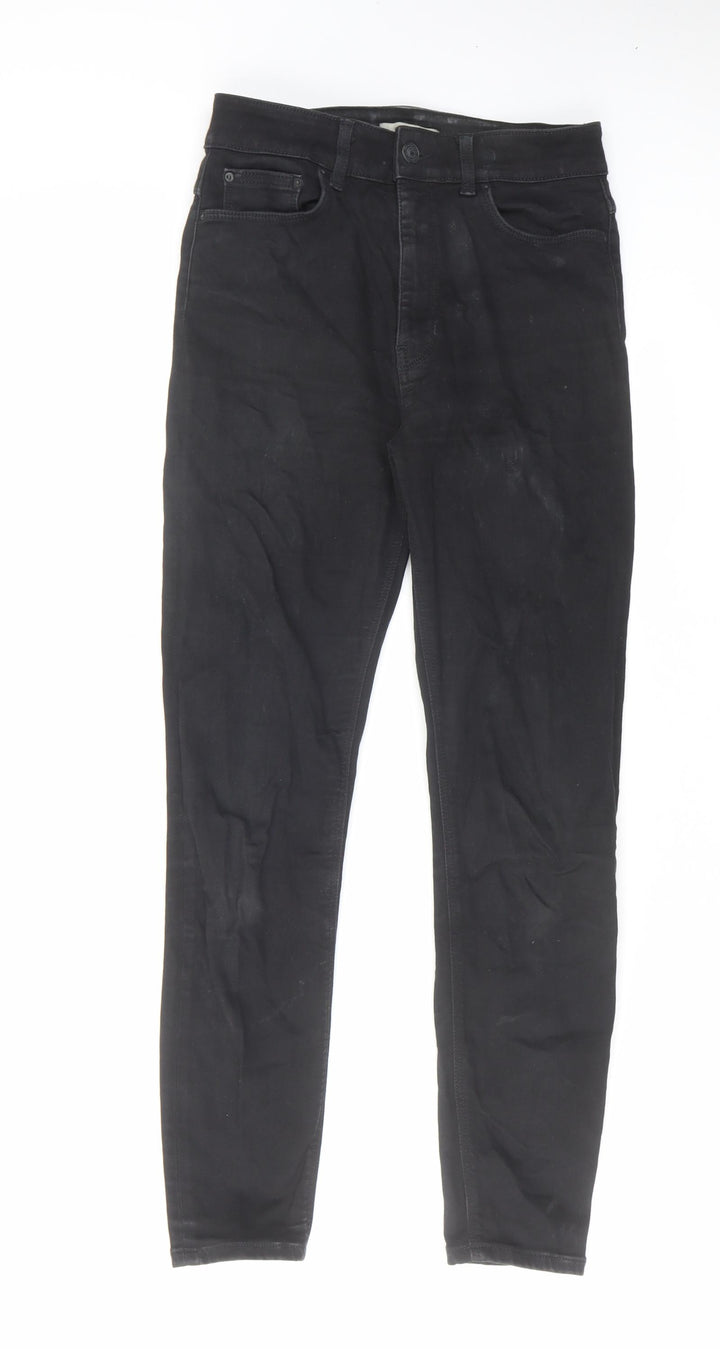 Zara Womens Black Cotton Skinny Jeans Size 8 L27 in Regular Zip