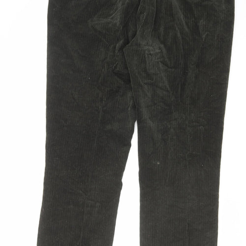 Marks and Spencer Mens Green Cotton Trousers Size 42 in L33 in Regular Zip