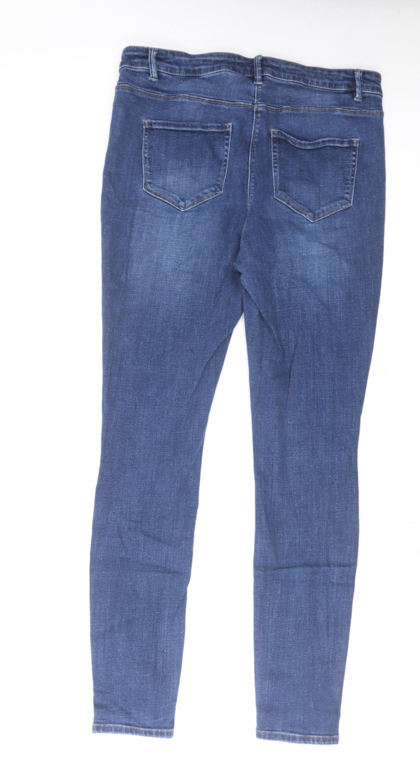 NEXT Womens Blue Cotton Skinny Jeans Size 16 L31 in Regular Zip