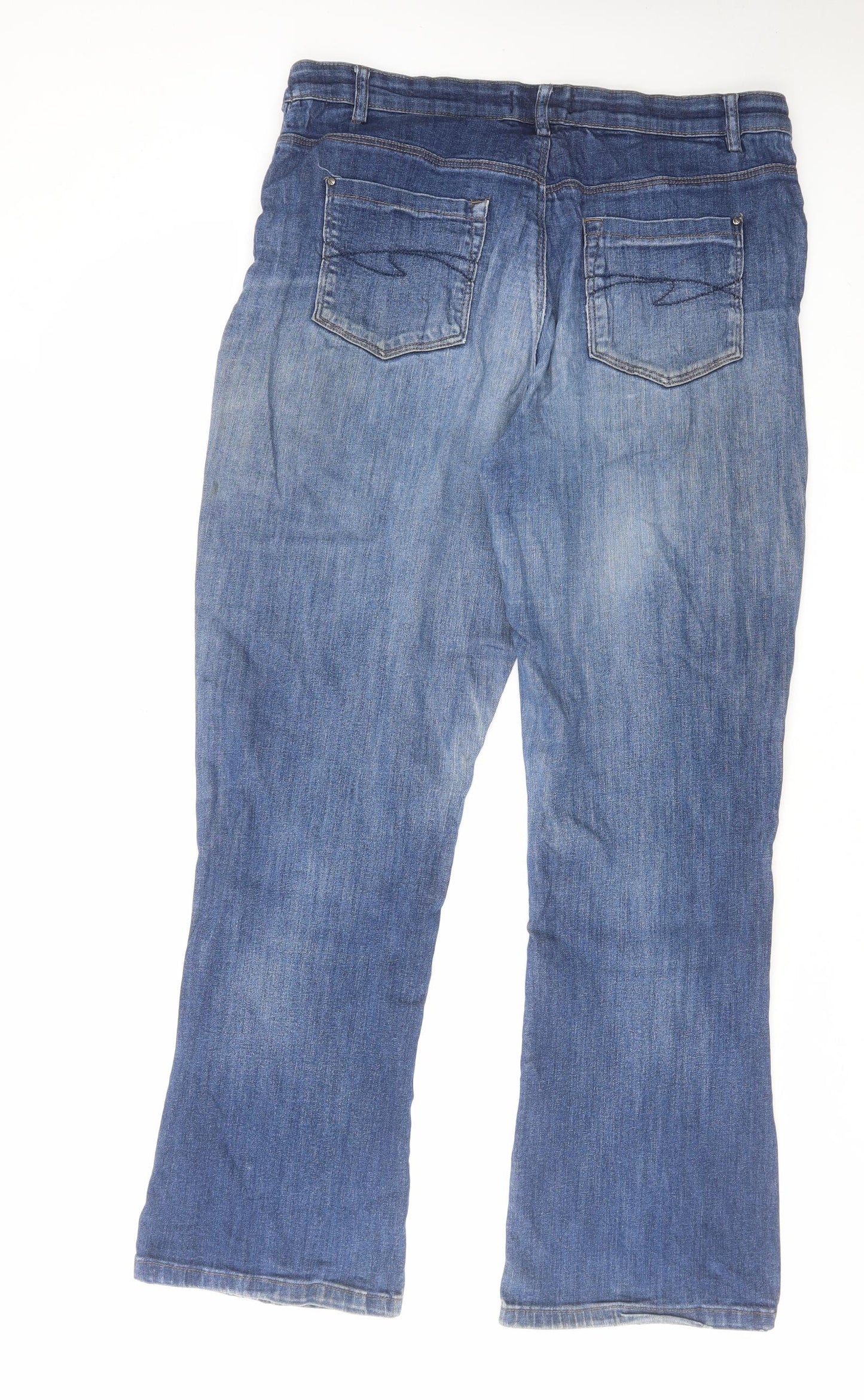 Denim Essentials Womens Blue Cotton Bootcut Jeans Size 18 L31 in Regular Zip