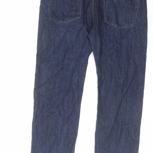 Marks and Spencer Mens Blue Cotton Straight Jeans Size 38 in L29 in Regular Zip