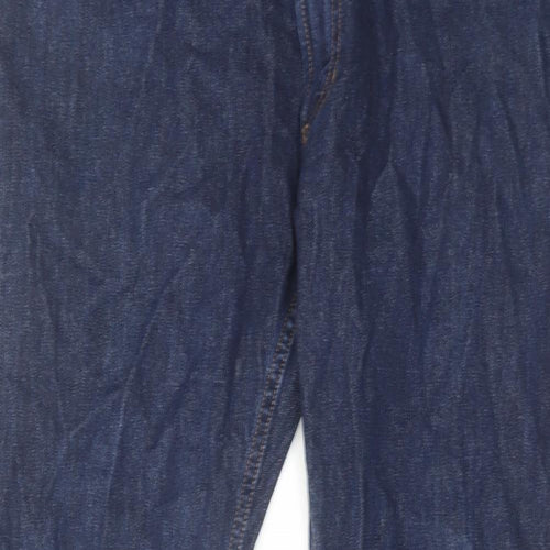 Marks and Spencer Mens Blue Cotton Straight Jeans Size 38 in L29 in Regular Zip