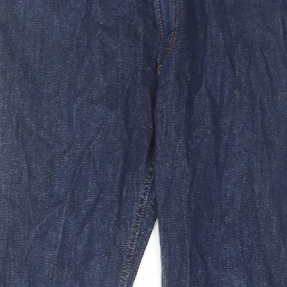 Marks and Spencer Mens Blue Cotton Straight Jeans Size 38 in L29 in Regular Zip