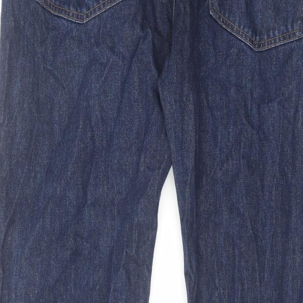 Marks and Spencer Mens Blue Cotton Straight Jeans Size 38 in L29 in Regular Zip