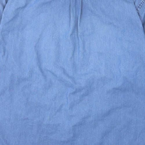 Marks and Spencer Mens Blue Cotton Button-Up Size L Collared Button