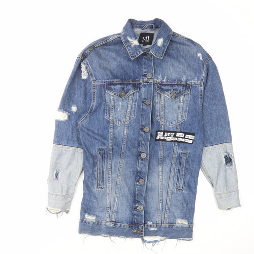 RESERVED Womens Blue Jacket Size 6 Button - Distressed