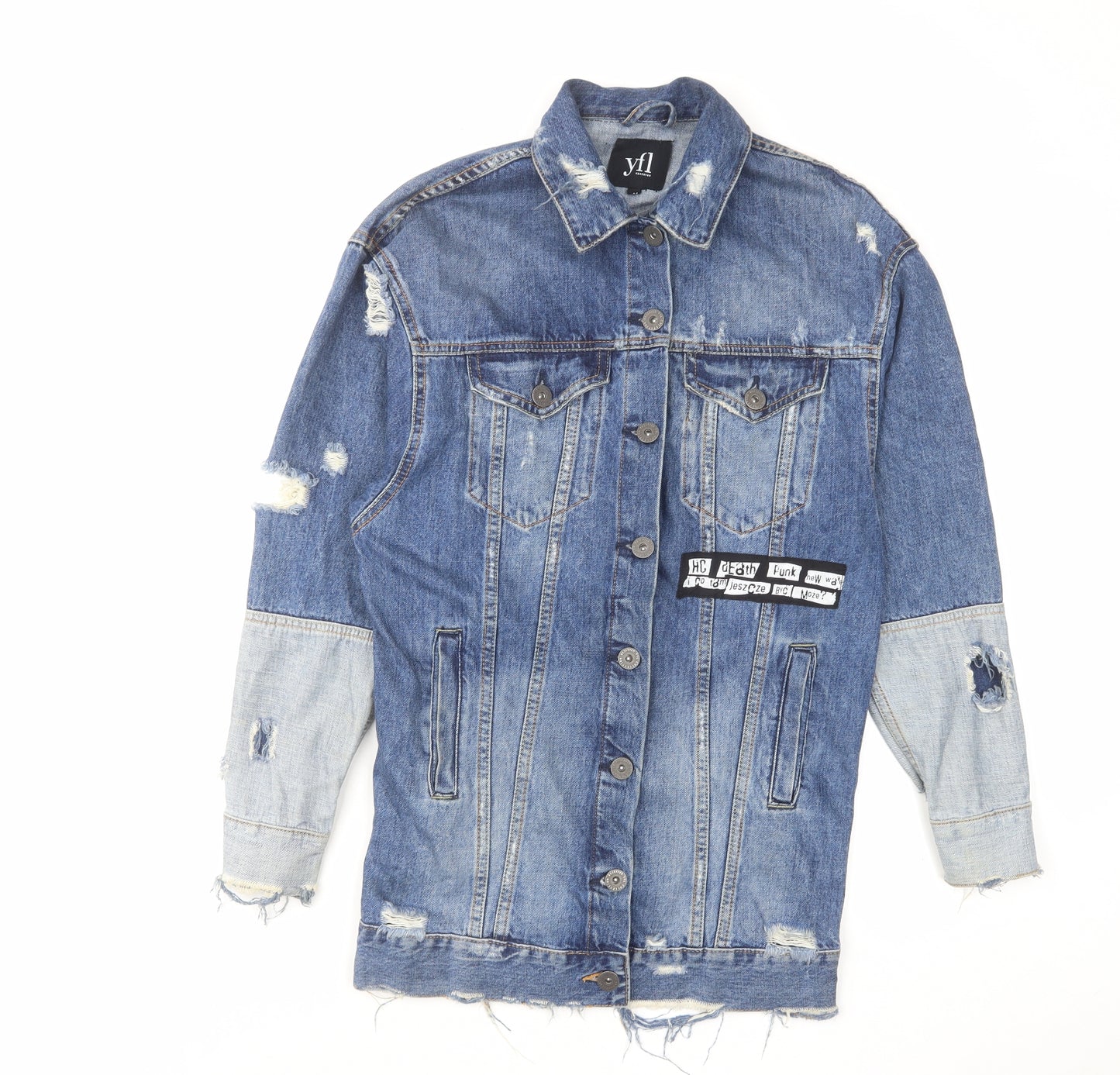 RESERVED Womens Blue Jacket Size 6 Button - Distressed