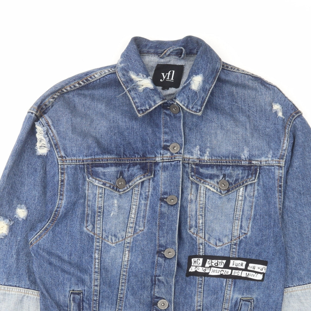 RESERVED Womens Blue Jacket Size 6 Button - Distressed