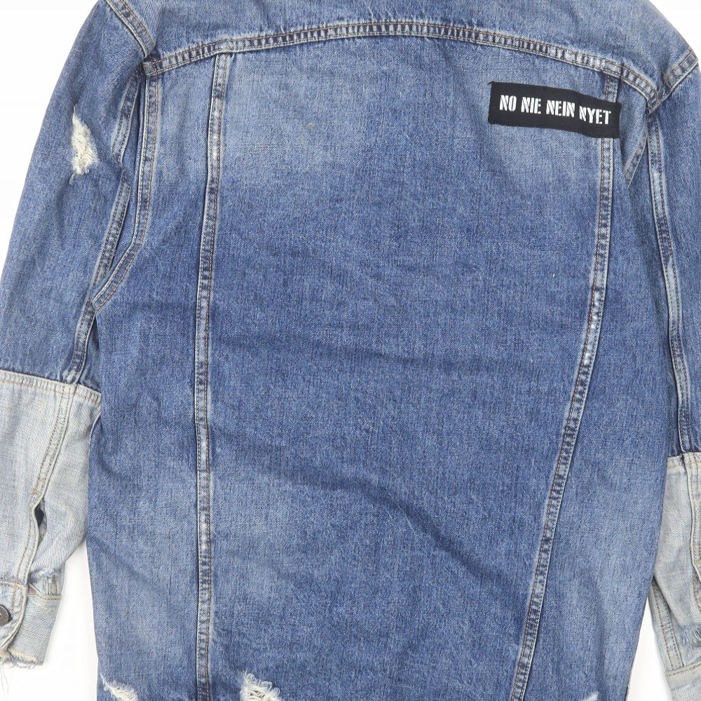 RESERVED Womens Blue Jacket Size 6 Button - Distressed