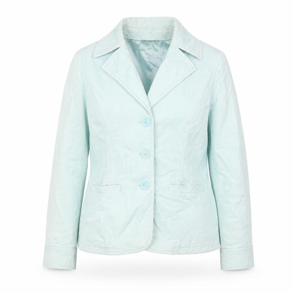 Front view of Next women’s blue jacket blazer, size UK 16, button