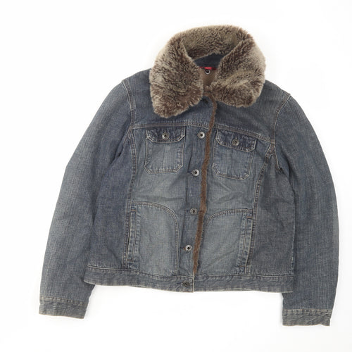 Monsoon Womens Blue Jacket Size 14 Button