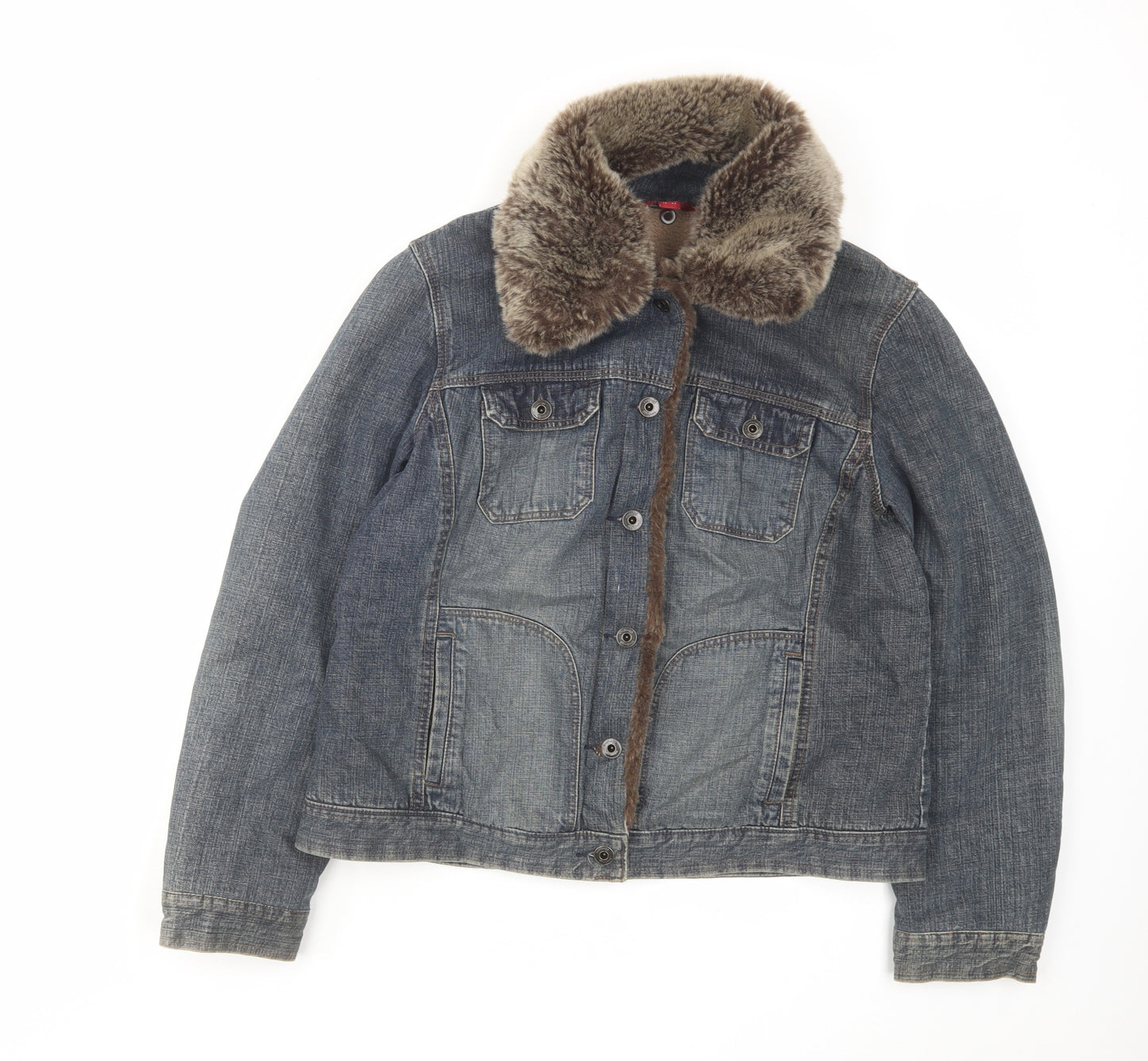 Monsoon Womens Blue Jacket Size 14 Button