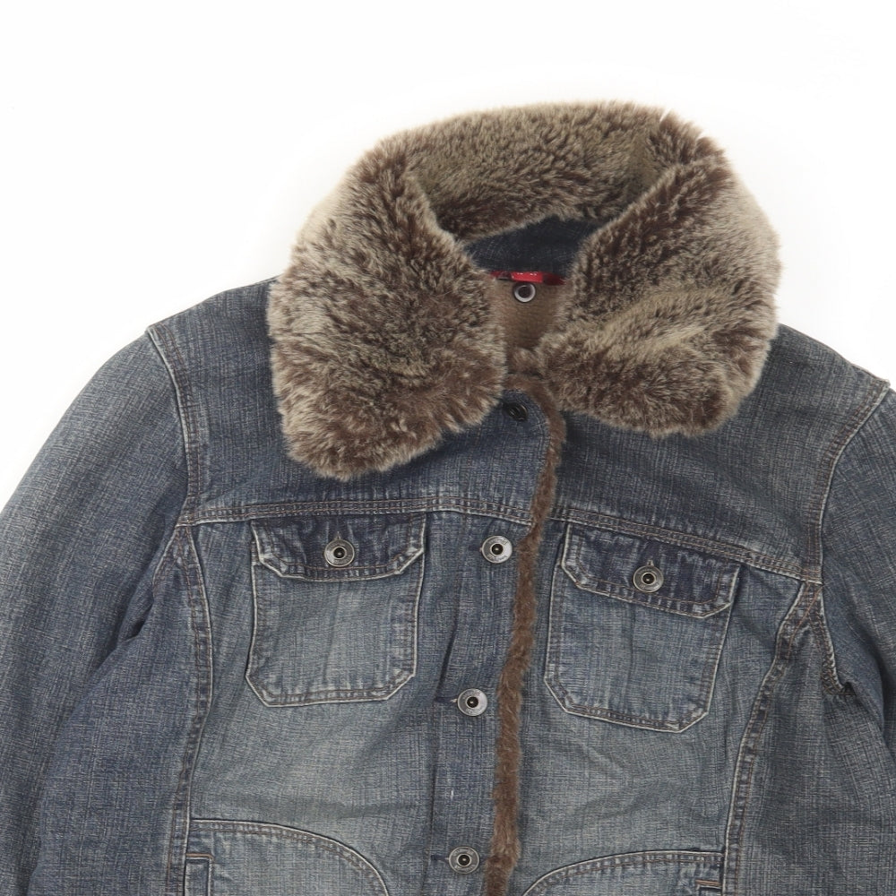 Monsoon Womens Blue Jacket Size 14 Button