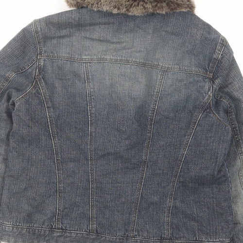 Monsoon Womens Blue Jacket Size 14 Button