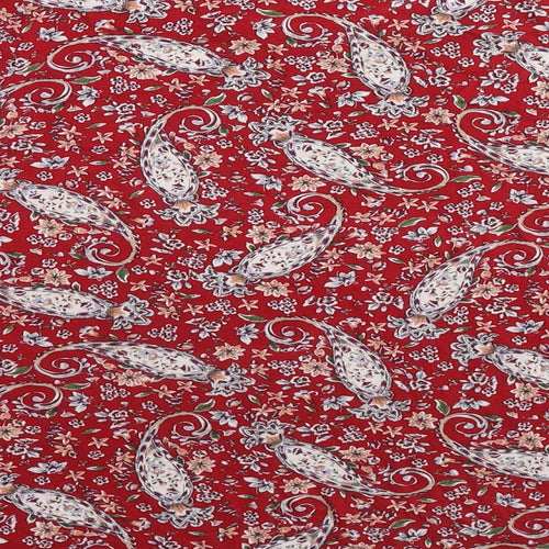 ORSAY Womens Red Paisley Viscose Basic Blouse Size L Boat Neck - Tie Sleeve Detail