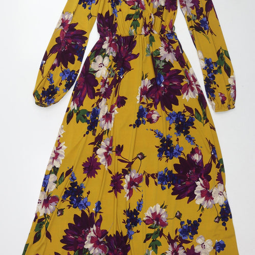 Jessica Joy Womens Multicoloured Floral Polyester Maxi Size S V-Neck Pullover