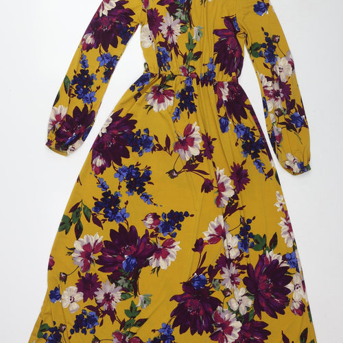 Jessica Joy Womens Multicoloured Floral Polyester Maxi Size S V-Neck Pullover