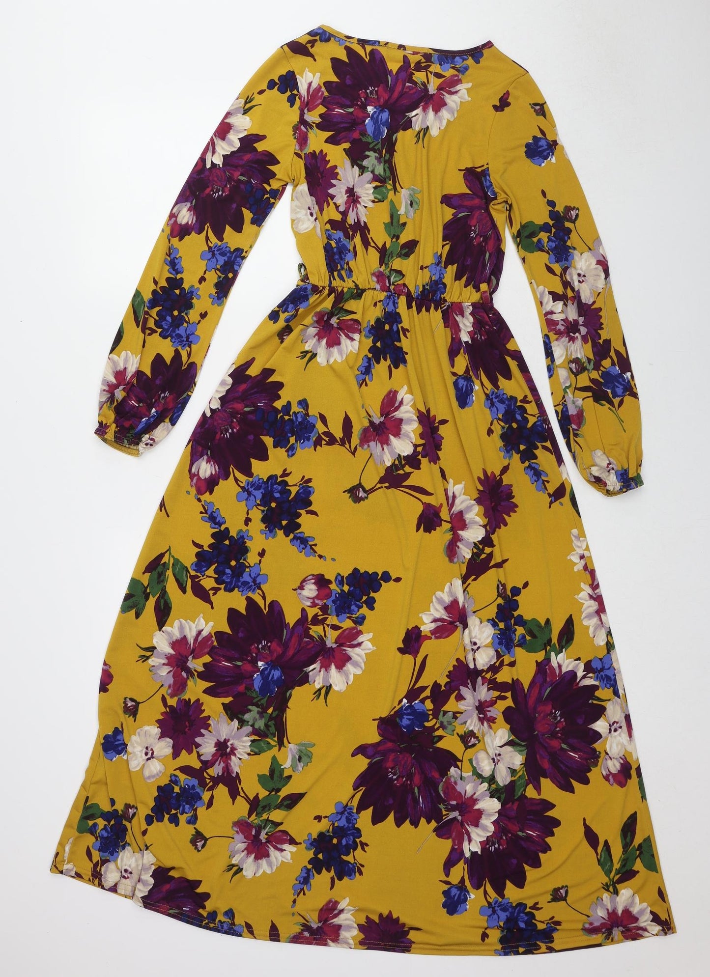 Jessica Joy Womens Multicoloured Floral Polyester Maxi Size S V-Neck Pullover