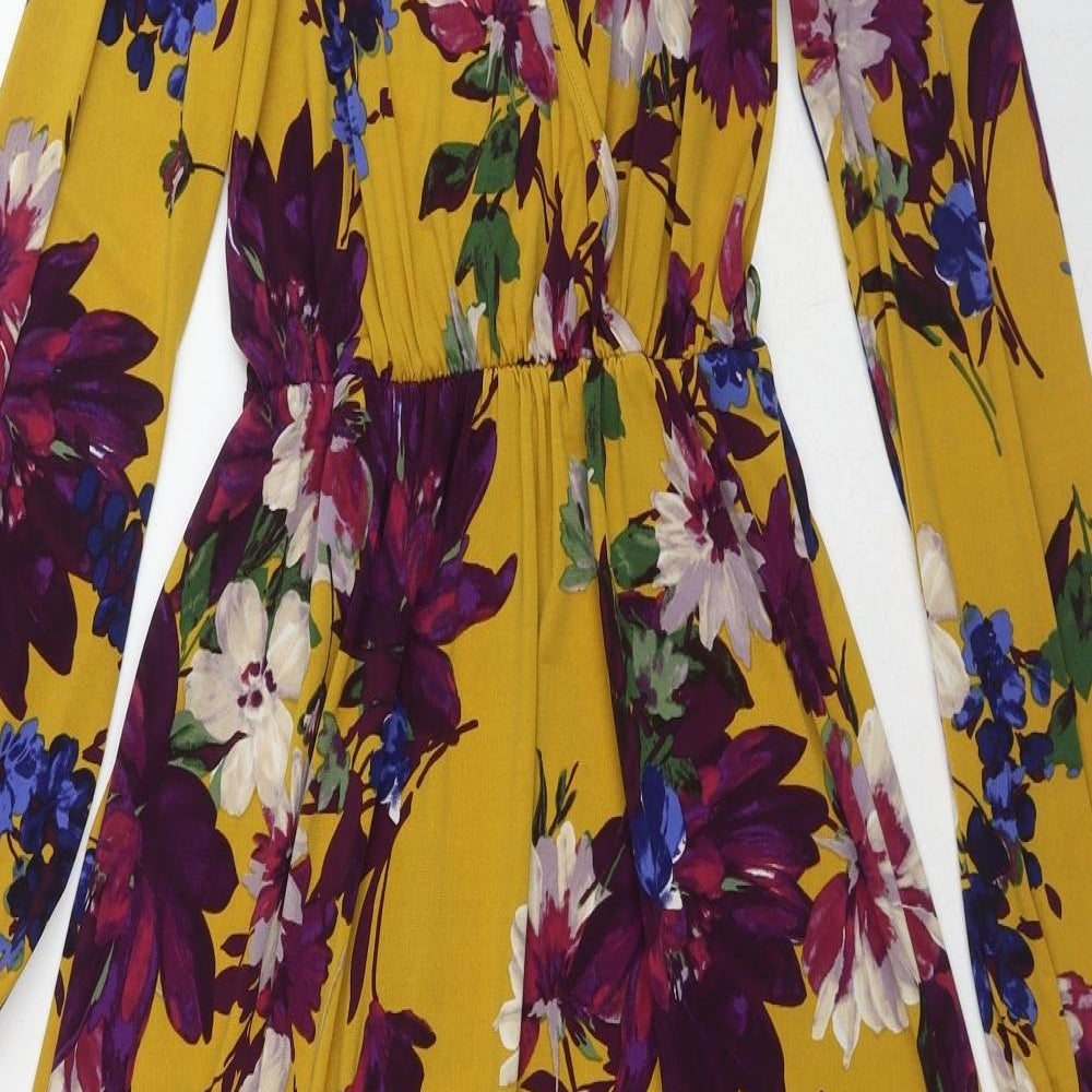 Jessica Joy Womens Multicoloured Floral Polyester Maxi Size S V-Neck Pullover