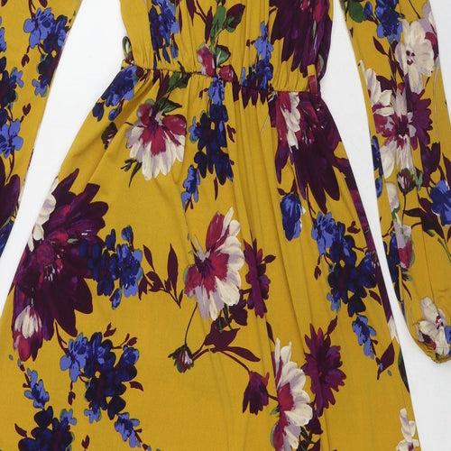 Jessica Joy Womens Multicoloured Floral Polyester Maxi Size S V-Neck Pullover
