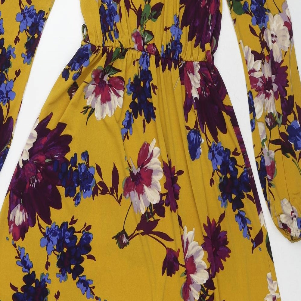 Jessica Joy Womens Multicoloured Floral Polyester Maxi Size S V-Neck Pullover