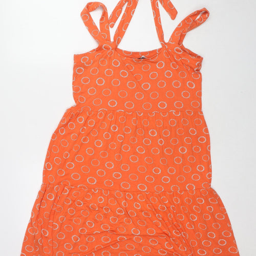 NEXT Womens Orange Geometric Viscose Tank Dress Size 10 Halter Pullover