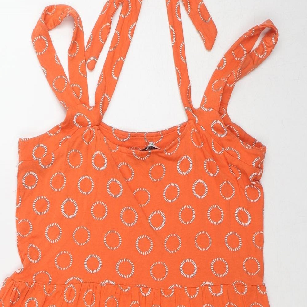 NEXT Womens Orange Geometric Viscose Tank Dress Size 10 Halter Pullover
