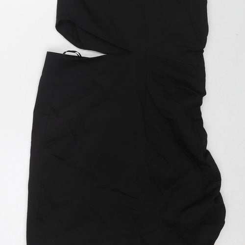 Zara Womens Black Cotton Mini Size M Round Neck Zip