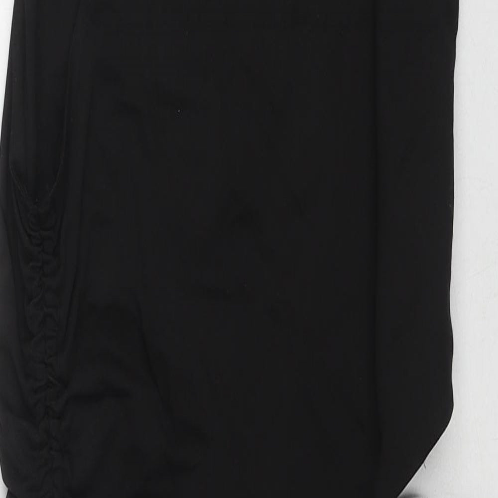 Zara Womens Black Cotton Mini Size M Round Neck Zip