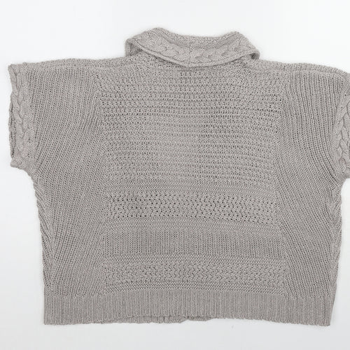 Marks and Spencer Womens Grey V-Neck Acrylic Cardigan Jumper Size 18