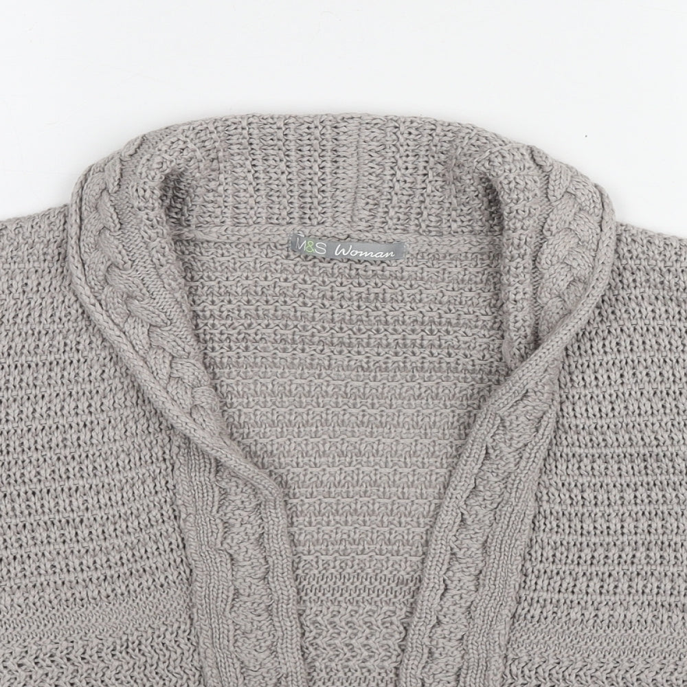 Marks and Spencer Womens Grey V-Neck Acrylic Cardigan Jumper Size 18