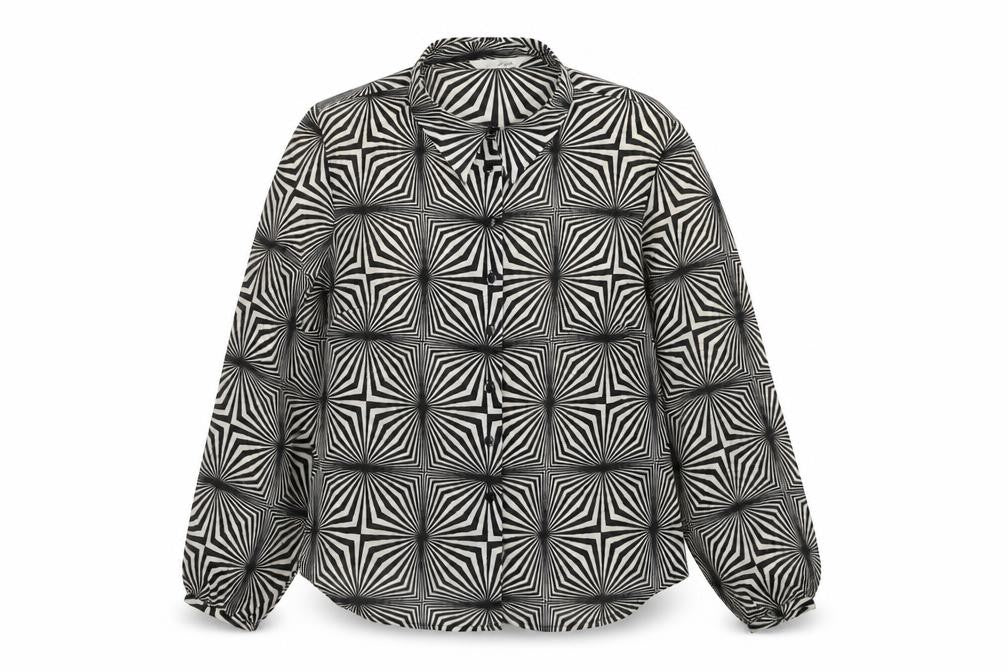Essentials Style Womens Multicoloured Geometric Polyester Basic Button-Up Size 20 Collared