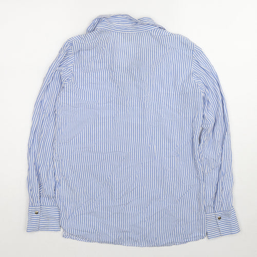 Body Flirt Womens Blue Striped Viscose Basic Button-Up Size 6 Collared