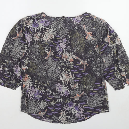 Indigo Womens Multicoloured Geometric Cotton Basic Blouse Size 10 Round Neck