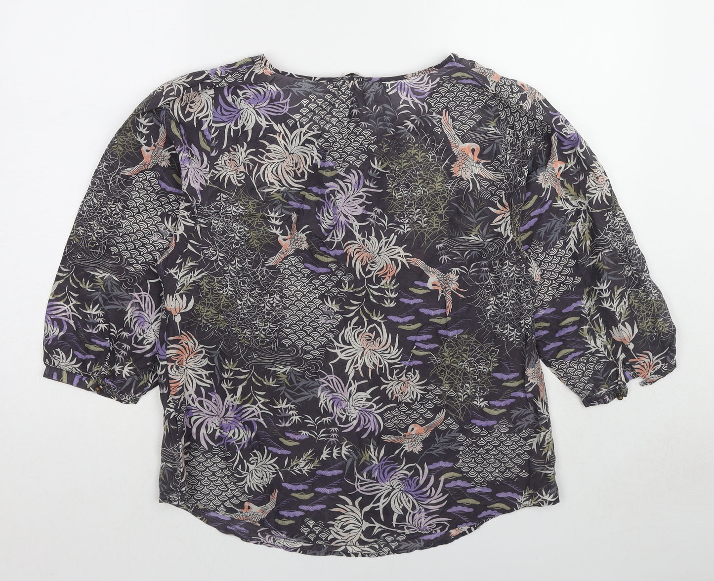 Indigo Womens Multicoloured Geometric Cotton Basic Blouse Size 10 Round Neck