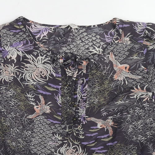 Indigo Womens Multicoloured Geometric Cotton Basic Blouse Size 10 Round Neck